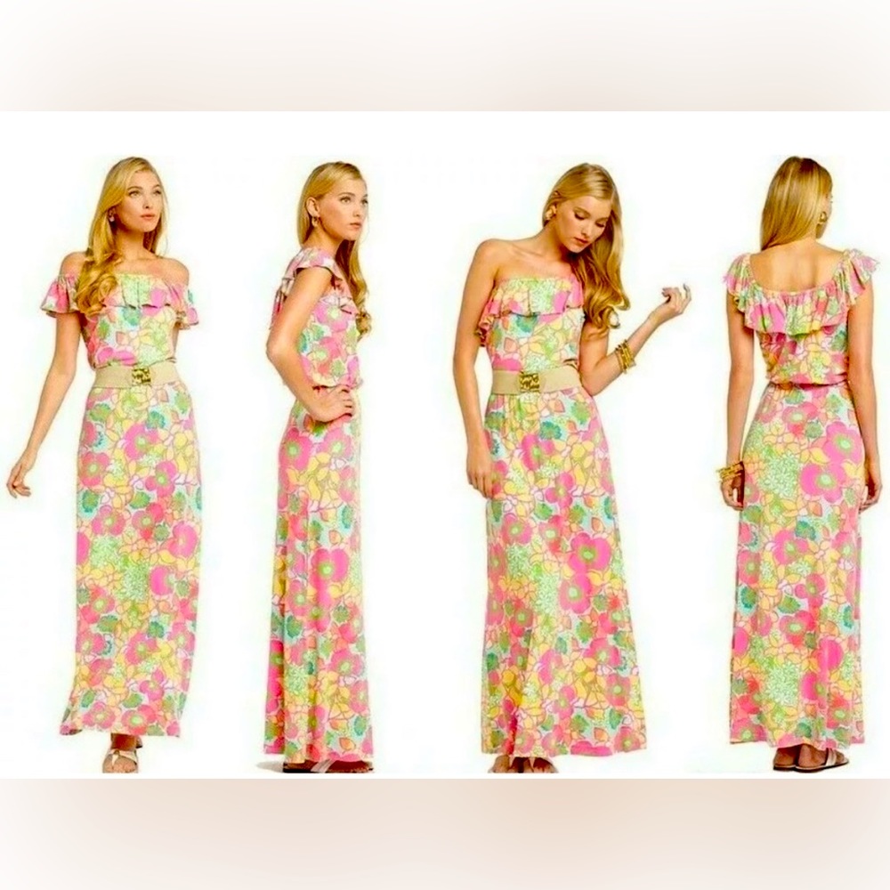 Lilly Pulitzer Marley Maxi Dress 48376 Ice Cream
Social Floral Ruffle Pink Large